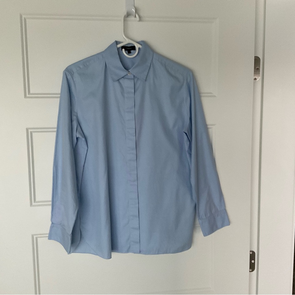 🔥🤩THEORY Blue Long Sleeved Blouse